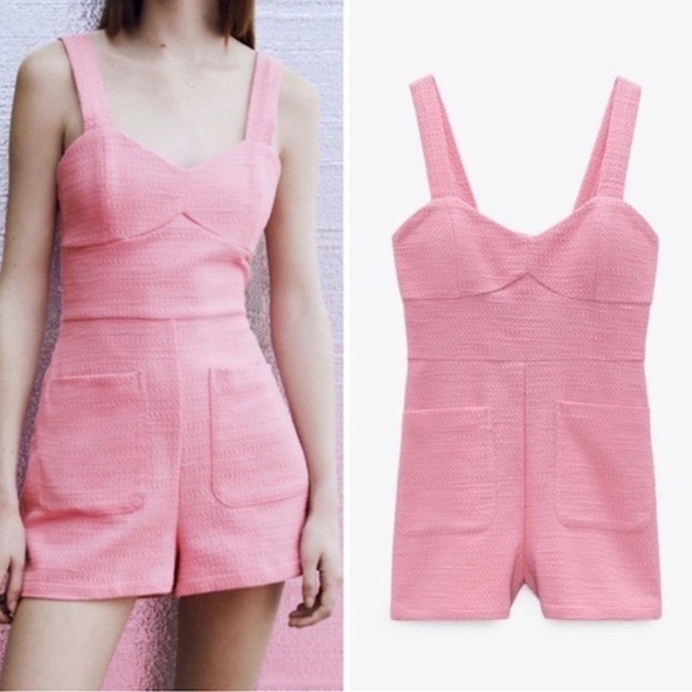 ZARA PINK TWEED ROMPER